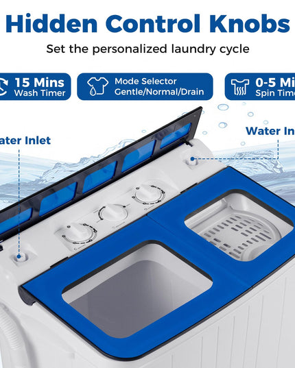 Giantex Portable Washing Machine 18LBS Twin Tub Mini Compact Laundry Washer