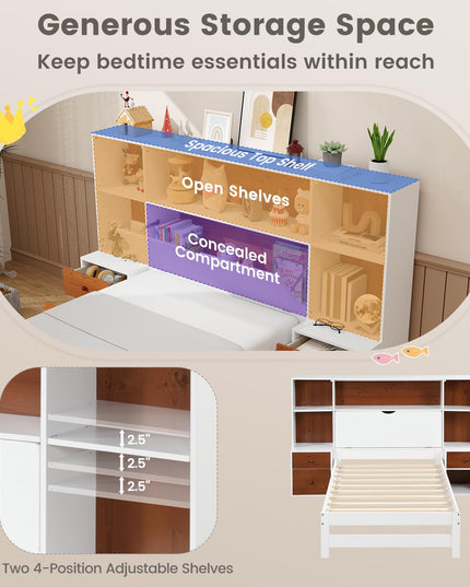 Giantex Twin Bed Frames with Headboard and Drawer