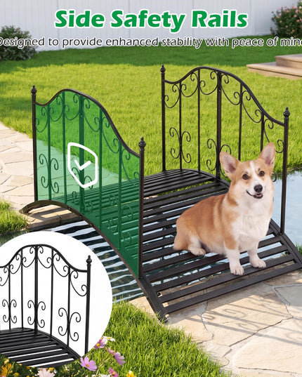 Giantex 4 FT Metal Garden Bridge | 330 lbs Capacity Outdoor Landscape Bridges