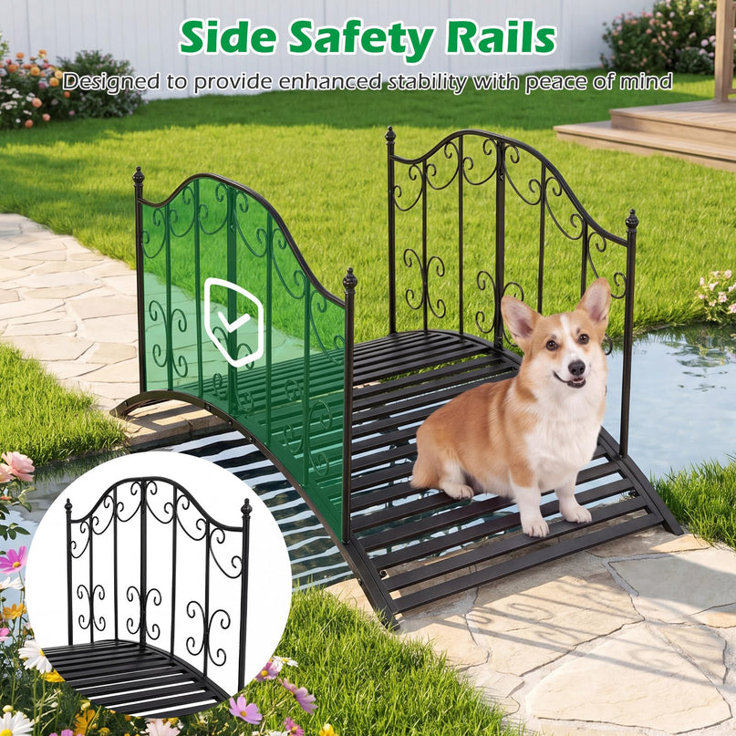 Giantex 4 FT Metal Garden Bridge | 330 lbs Capacity Outdoor Landscape Bridges