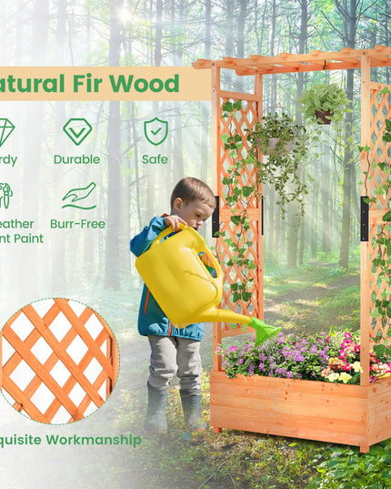 Giantex Raised Garden Bed with 2-Sided Trellis & Hanging Roof