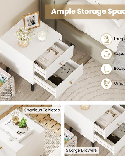 Giantex Night Stand Set 1/2 with Drawers Mid Century Modern Bedside Table