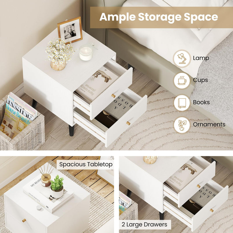 Giantex Night Stand Set 1/2 with Drawers Mid Century Modern Bedside Table