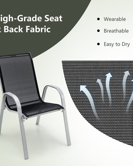 Giantex Set of 4 Patio Chairs, Stackable Outdoor Dining Chairs