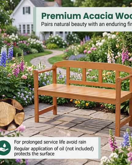 Giantex Outdoor Bench for Patio 2-Person Wood Garden Bench