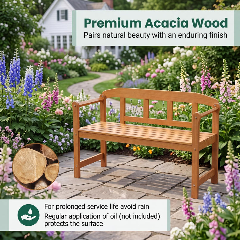 Giantex Outdoor Bench for Patio 2-Person Wood Garden Bench
