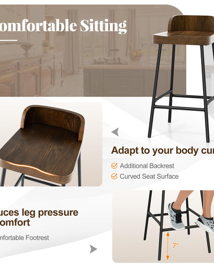 Giantex 24.5'' Bar Stool, Counter Height Bar Stools with Low Back & Footrest