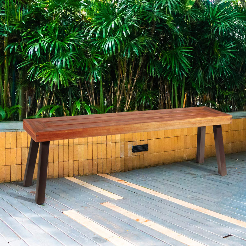 Giantex Outdoor Bench Acacia Wood Patio Seating