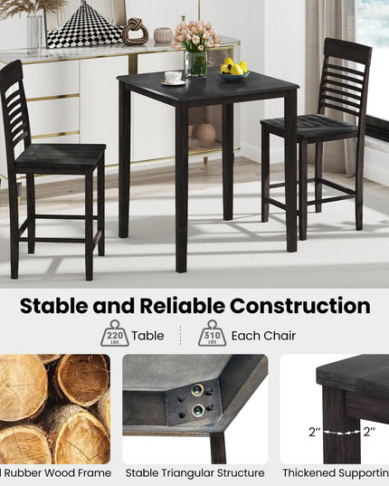 Giantex Counter-Height Square Kitchen Table and 4 Chairs Set with Rubber Wood Frame