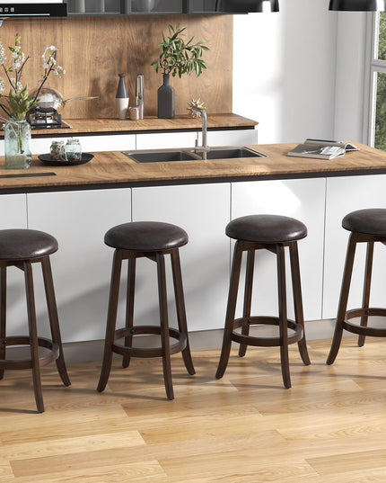 Giantex Bar Stools Set， 29"/ 24"  Bar Height Bar Stools w/ 360° Swivel Round Seat & Footrest