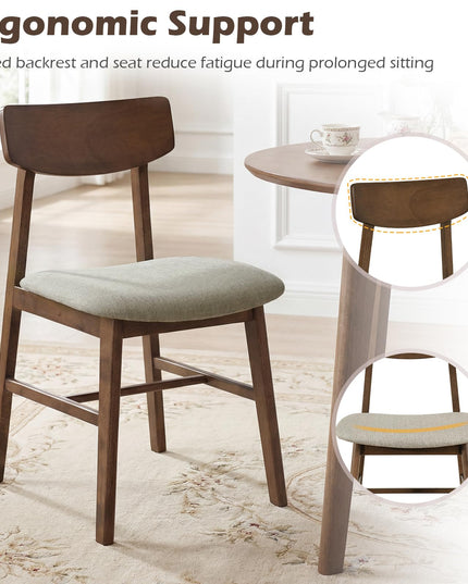 Giantex Solid Rubber Wood Dining Room Chairs with Curved Backrest