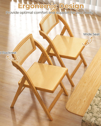 Giantex Rattan Folding Chairs Set with Rotatable Backrests