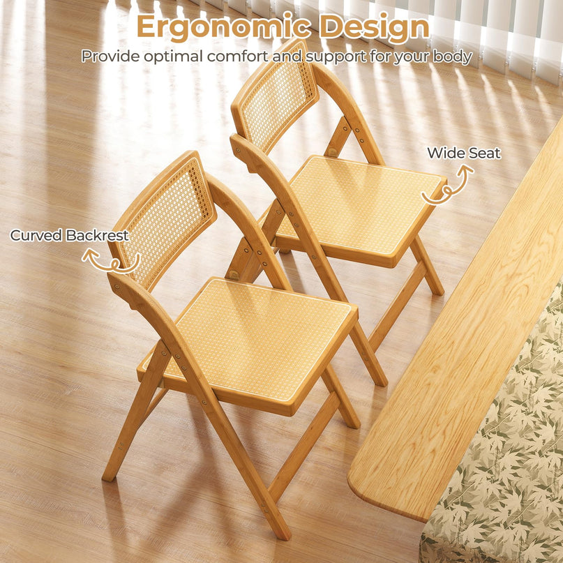 Giantex Rattan Folding Chairs Set with Rotatable Backrests