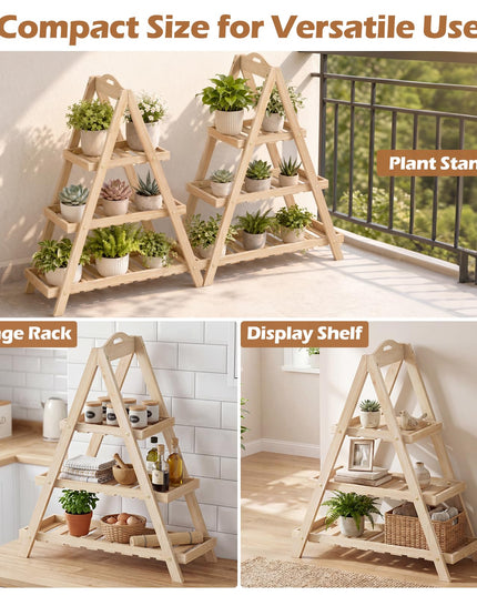 Giantex 3-Tier Plant Stand Indoor w/ Slatted Shelves