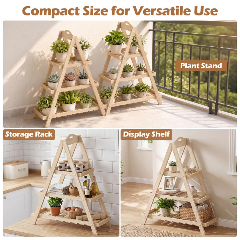 Giantex 3-Tier Plant Stand Indoor w/ Slatted Shelves