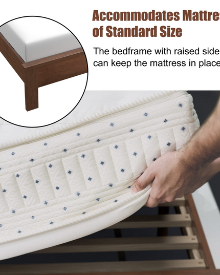 Platform Bed w/ Rubber Wood Legs & Integrated Headboard | Wooden Bed Frame