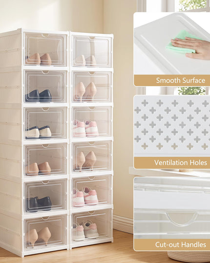 Giantex 6-Tier Folding Shoe Rack Organizer w/Clear Doors