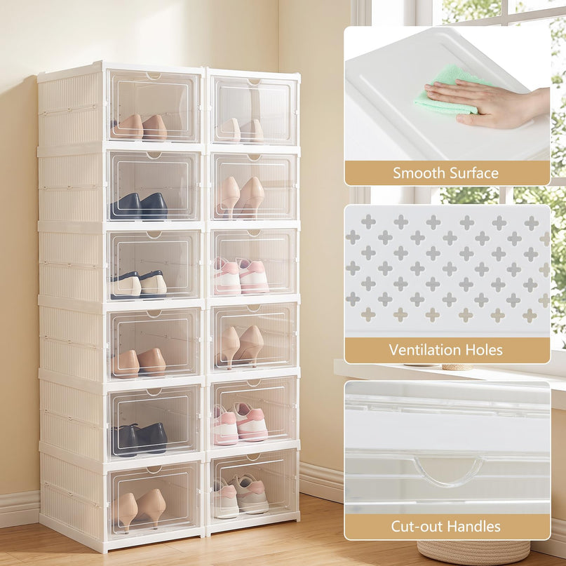 Giantex 6-Tier Folding Shoe Rack Organizer w/Clear Doors