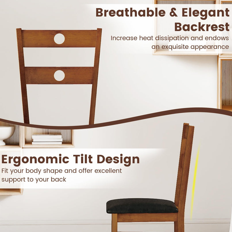Giantex Wooden Dining Chairs Set w/Hollowed Backrest Rubber Wood Frame Padded Seat