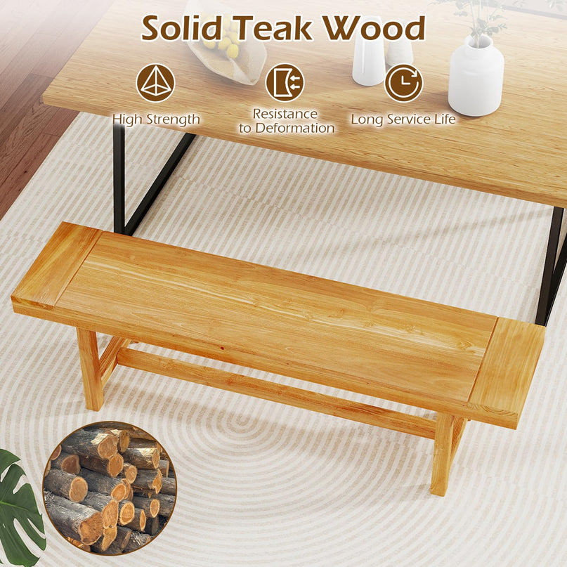 Banc de jardin Giantex en teck de 63 pouces pour 3 personnes (1/2)