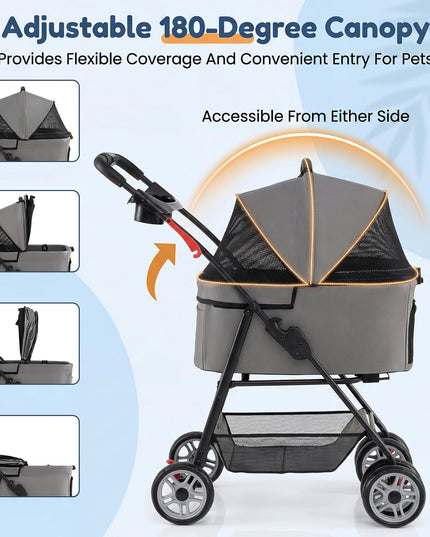 Giantex 3-in-1 Pet Stroller with Detachable Carrier for Small & Medium Pets