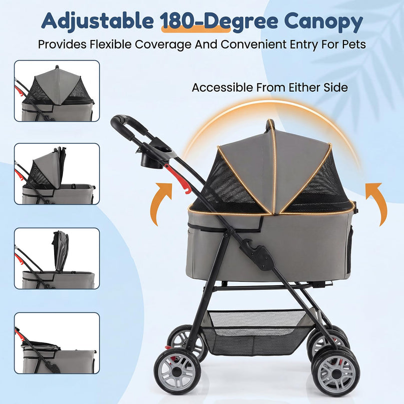 Giantex 3-in-1 Pet Stroller with Detachable Carrier for Small & Medium Pets