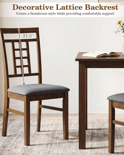 Giantex Farmhouse Kitchen Chairs with Upholstered Cushioned Seat and Lattice Back