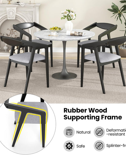 Giantex Wooden Dining Chairs Set, Linen Fabric Upholstered Kitchen Chairs w/Armrests & Padded Cushion