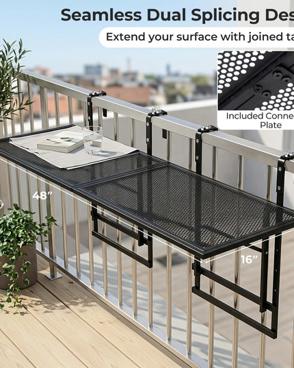 Giantex 48" Balcony Railing Table for Patio & Deck