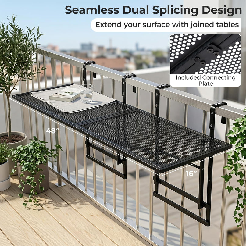 Giantex 48" Balcony Railing Table for Patio & Deck