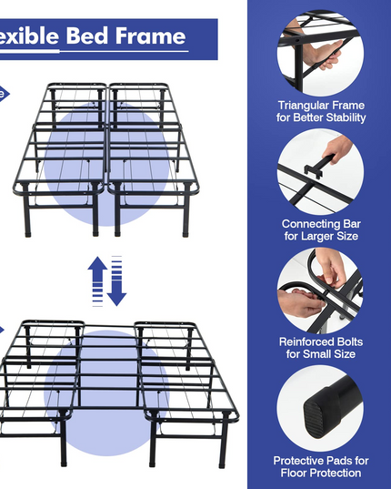 Giantex Folding Bed Frame Steel Platform Bed Twin/Full Size Portable Bed