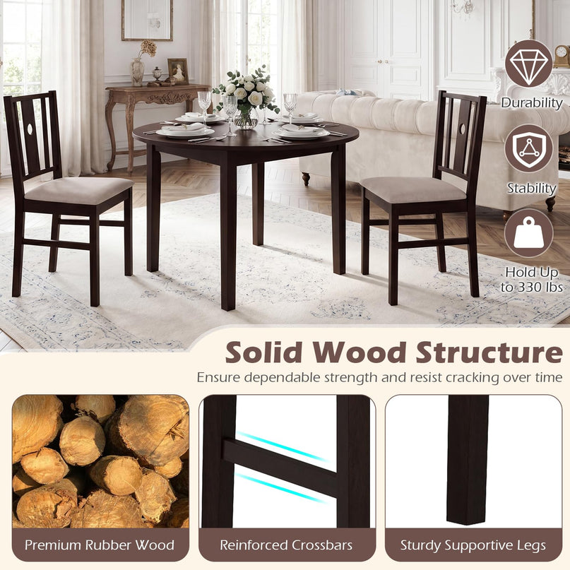 Giantex Upholstered Rubber Wood Dining Chairs Set of 2/4