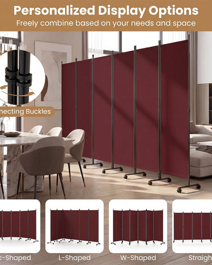 Giantex 6 Panel Folding Room Divider on Wheels