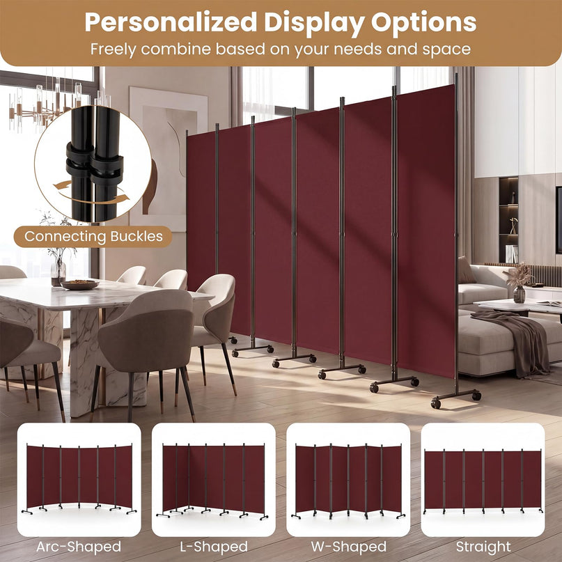 Giantex 6 Panel Folding Room Divider on Wheels