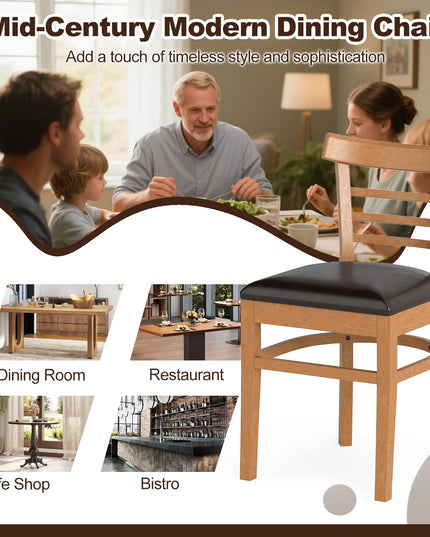Giantex Wooden Dining Chairs Set of 2/4 w/Rubber Wood Legs