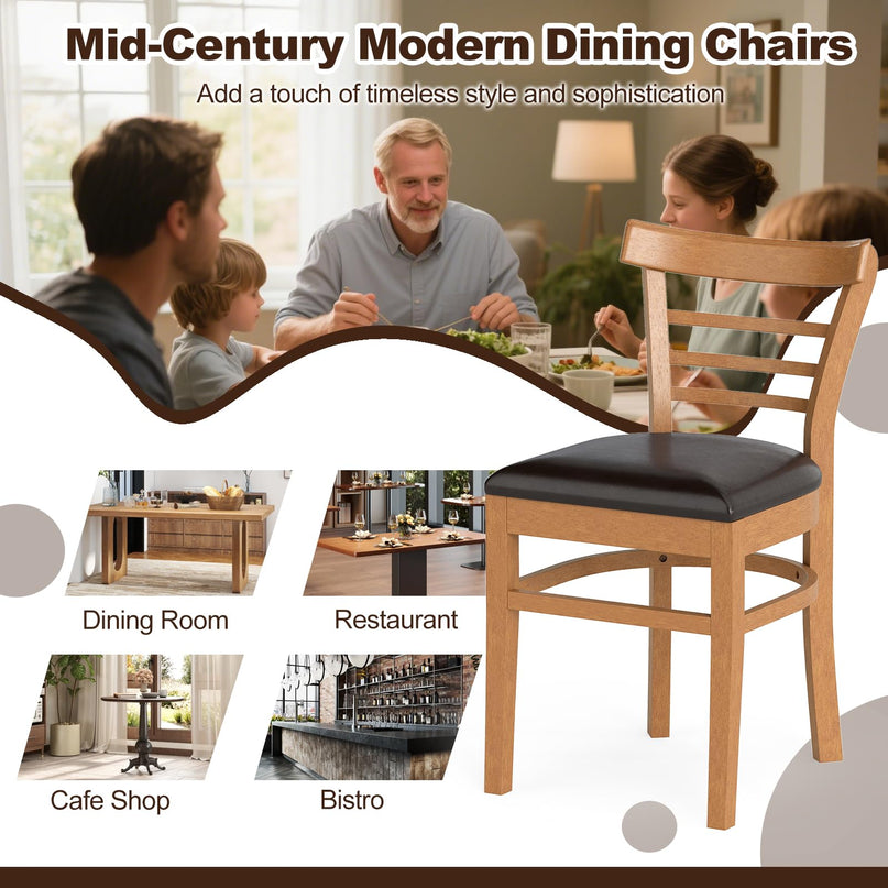 Giantex Wooden Dining Chairs Set of 2/4 w/Rubber Wood Legs