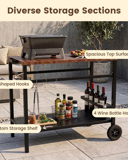 Giantex Outdoor Grill Cart with Stainless Steel Top & Storage Shelf