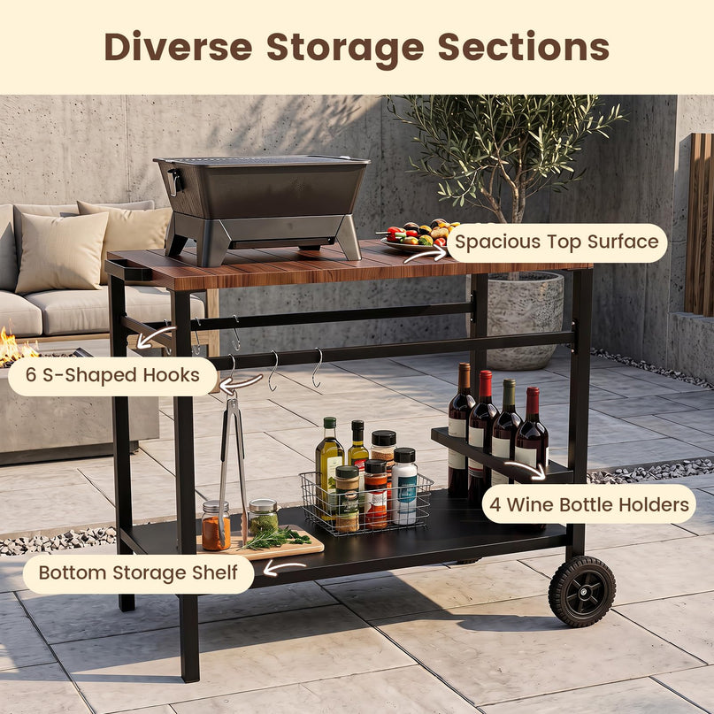 Giantex Outdoor Grill Cart with Stainless Steel Top & Storage Shelf