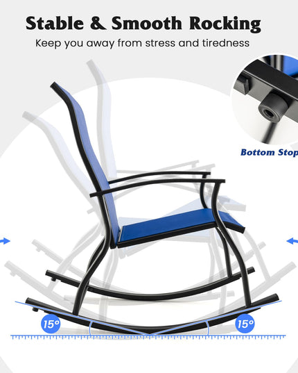 Giantex Outdoor Rocking Chair Set of 2 - Patio Rocking Chairs w/Breathable Backrest, Navy