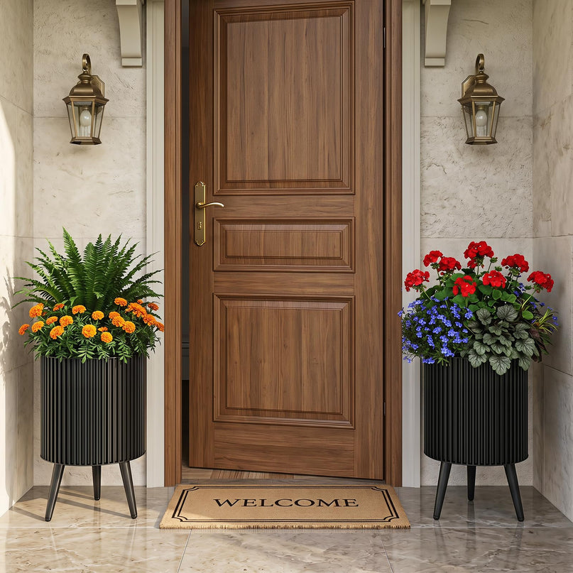 Giantex Set of 2 Flower Pots with Stand for Hallway Living Room Garden Patio