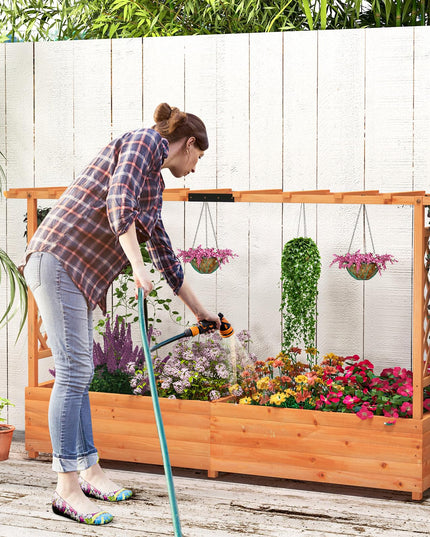 Giantex Raised Garden Bed with Trellis & Hanging Roof (79" x 17.5" x 45")
