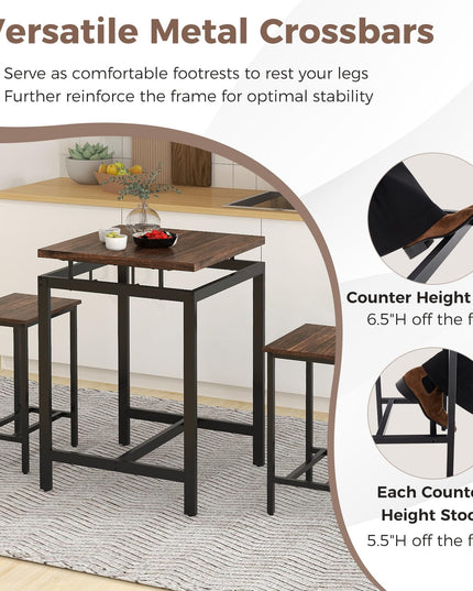 Giantex Small Dining Table Set for 2 - Counter Height Table Set with 2 Stools