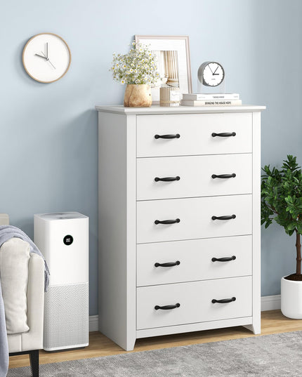 Giantex 5 Drawer Dresser Chest of Drawers - Vertical Dresser with 5 Pull-Out Drawers for Bedroom, Living Room, Entryway