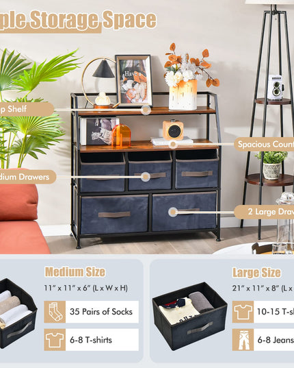 Giantex 5-Drawer Storage Dresser Organizer - Drawer Unit with Top Shelf, Anti-Toppling Design