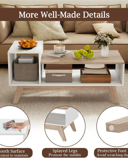 Giantex 2 Tier Coffee Table with Storage for Small Space Apartment