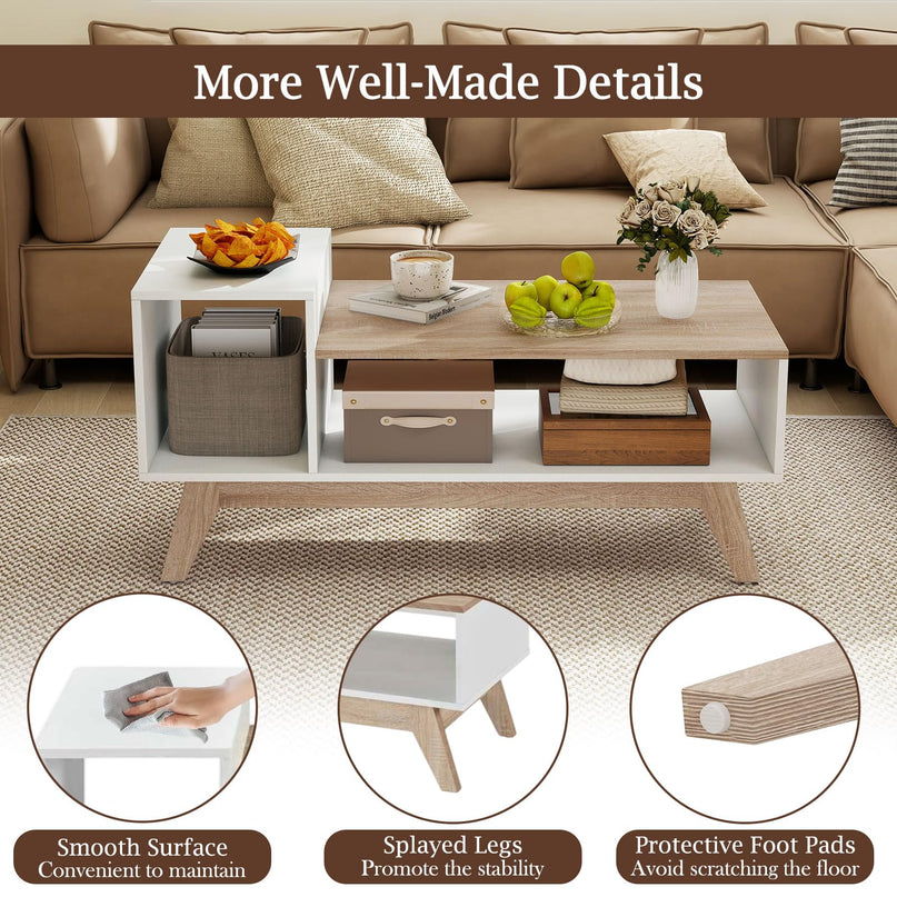Giantex 2 Tier Coffee Table with Storage for Small Space Apartment