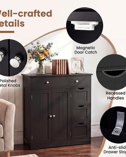 Giantex Freestanding Bathroom Floor Storage Cabinet