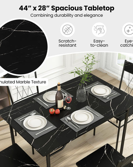 Giantex Dining Table Set for 4, 5-Piece Breakfast Nook with Kitchen Table, 4 Dining Chairs