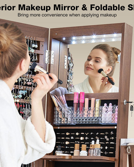 360° Swivel Jewelry Cabinet Armoire with 64.5" H Full Length Mirror - Giantex
