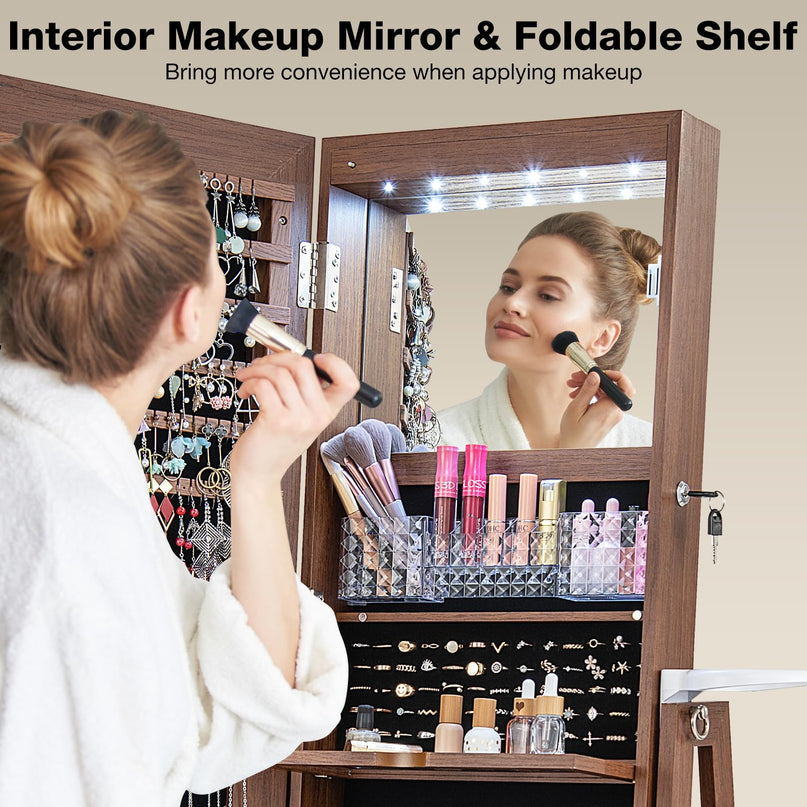360° Swivel Jewelry Cabinet Armoire with 64.5" H Full Length Mirror - Giantex